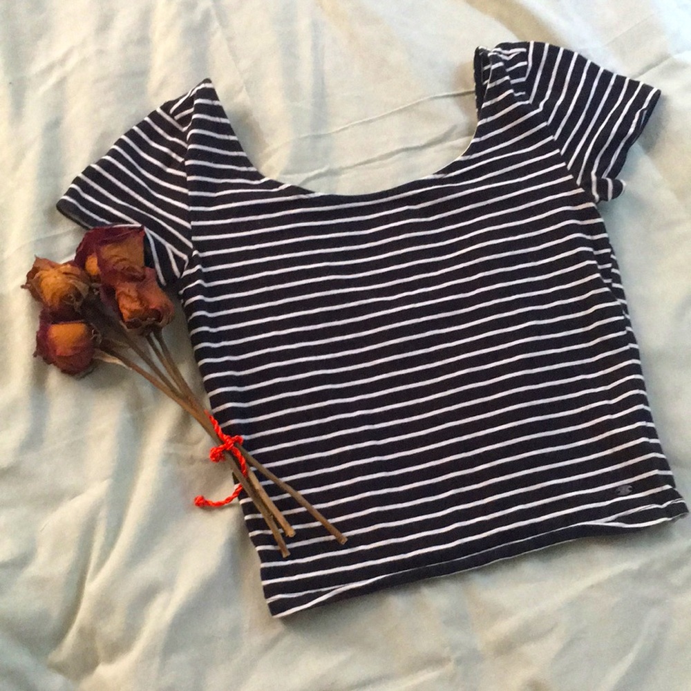 Black & White Striped Crop Top